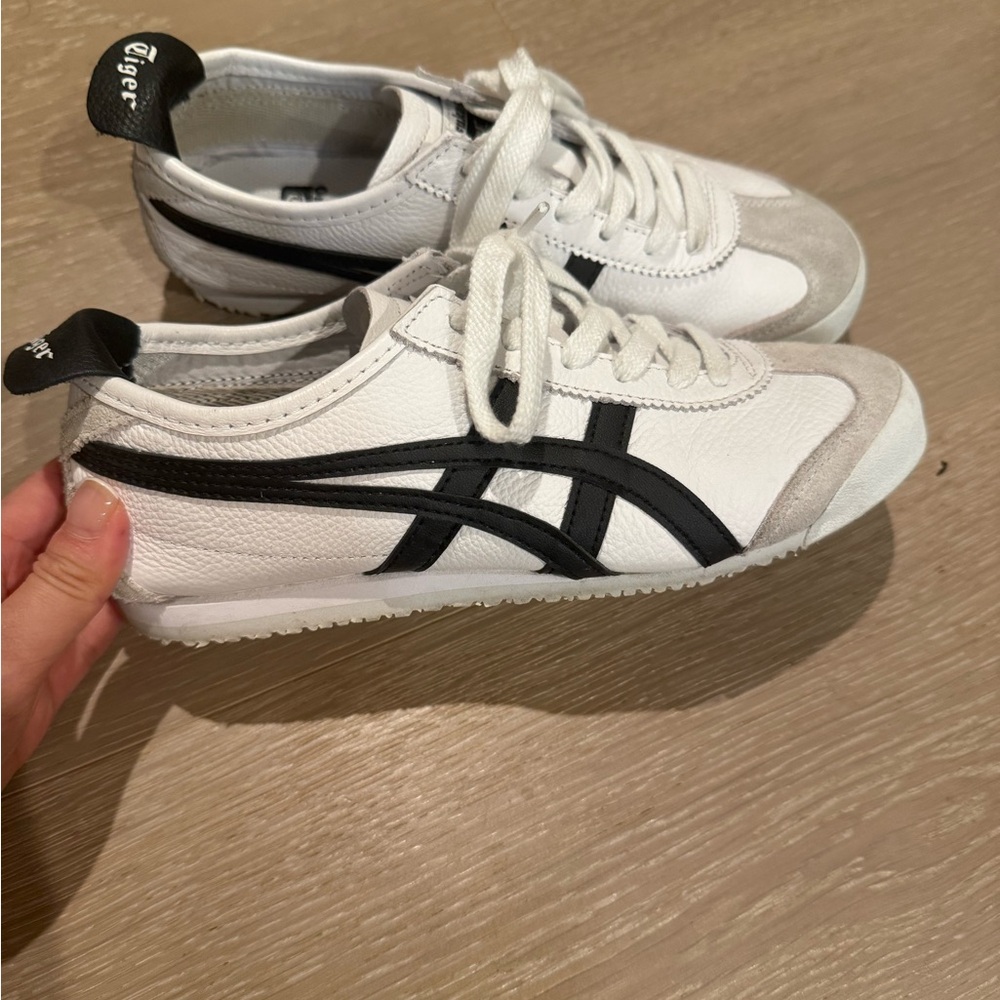 Onitsuka Tiger by Asics White and Black Classic Leather Sneakers